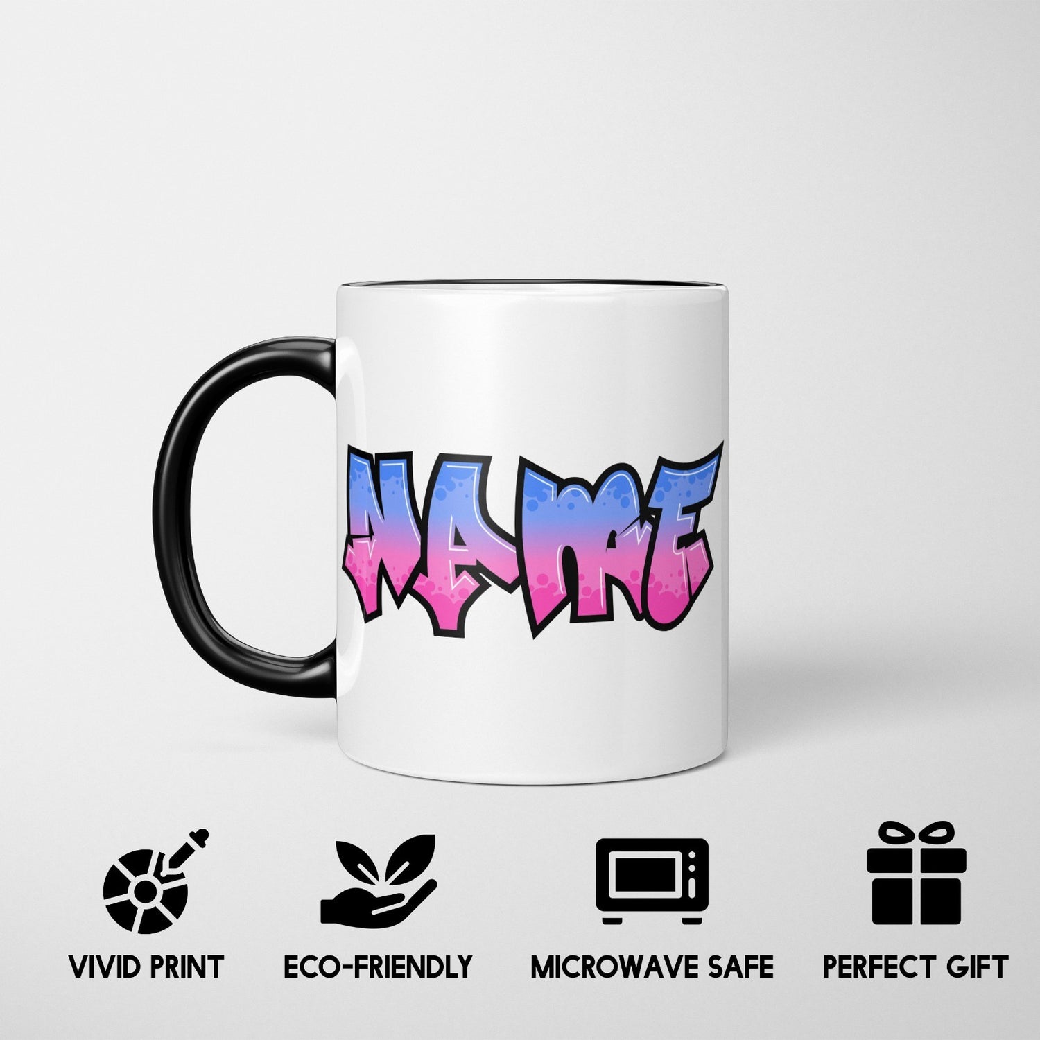 Personalised Name Urban Graffit Heat Sensitive Magic Colour Changing Novelty Mug