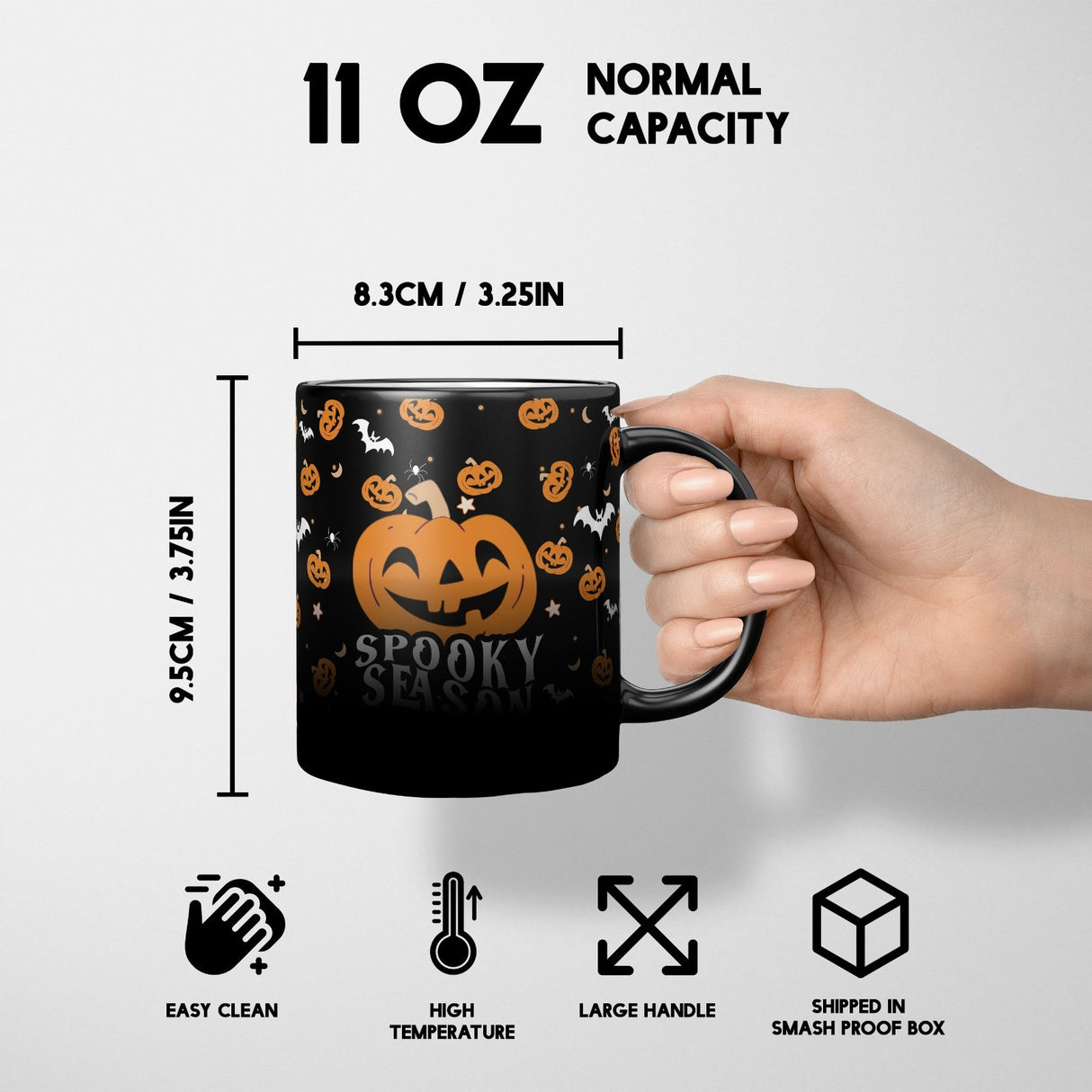 Halloween Spooky Season Pumpkin Bats Heat Sensitive Colour Changing Mug Gift Set