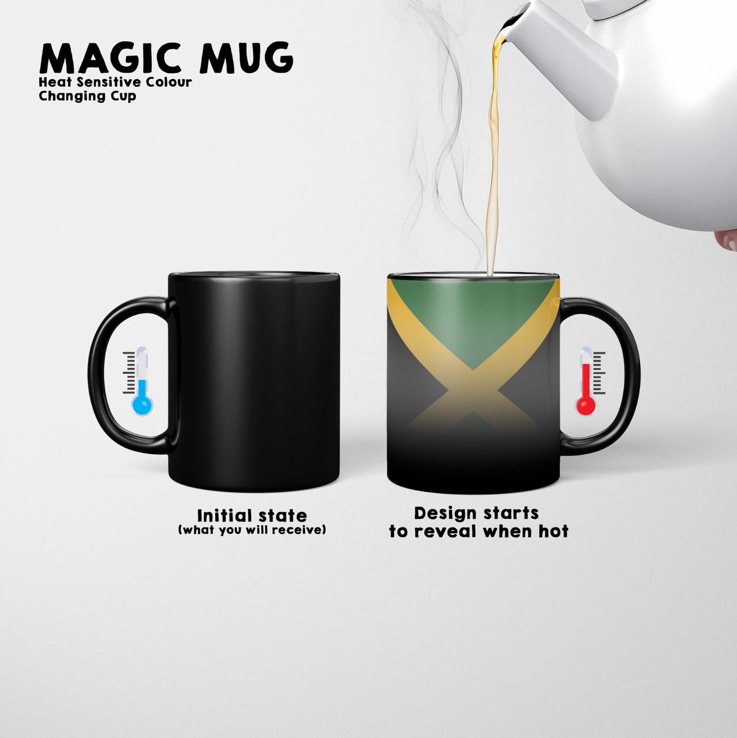 Jamaican Flag Design - Gift Heat Sensitive Magic Colour Changing Mug Novelty Cup