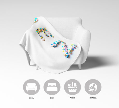 Personalised Confetti Handmade Print Novelty Soft Fleece Mink Blanket Gift Decor