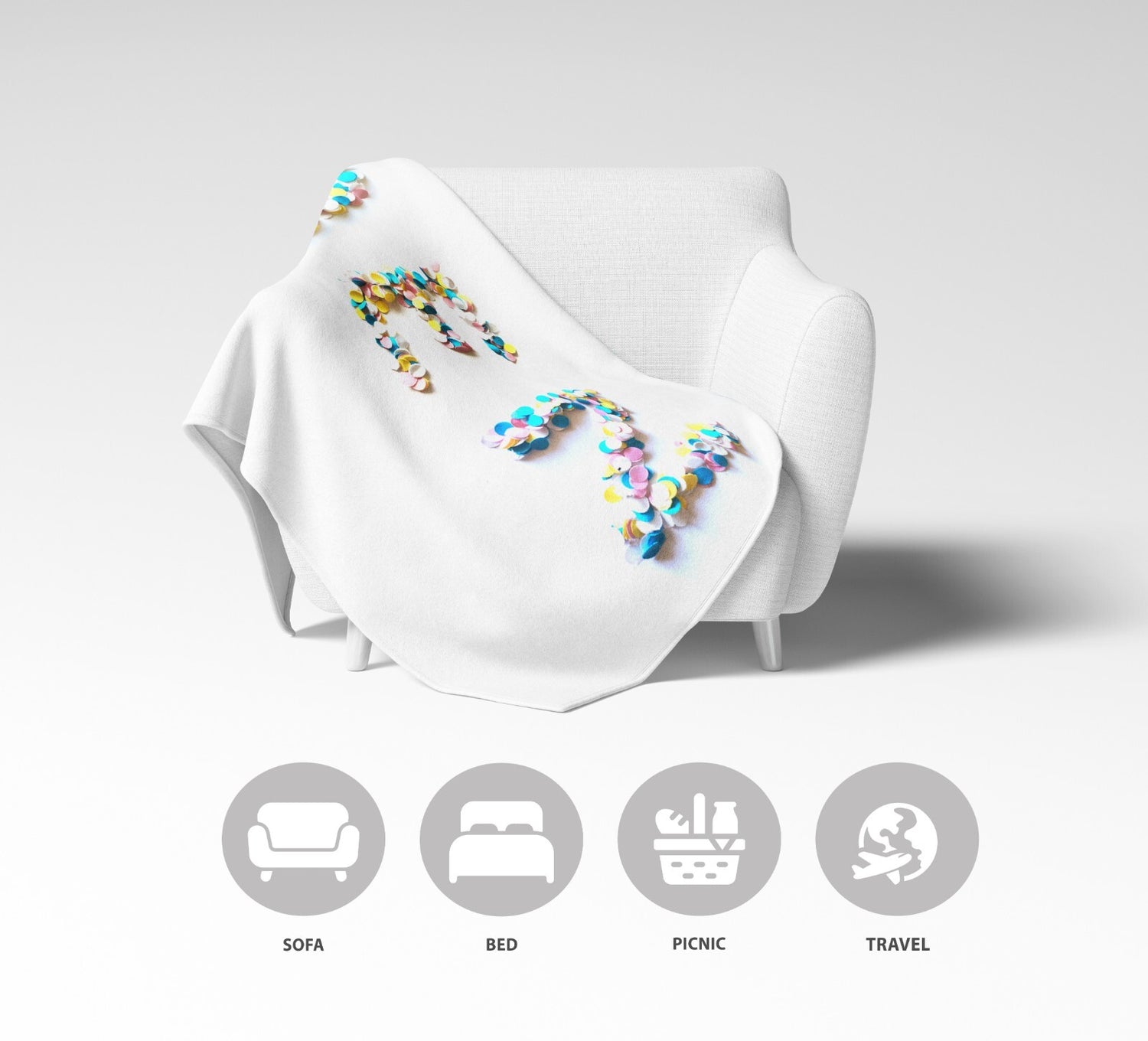 Personalised Confetti Handmade Print Novelty Soft Fleece Mink Blanket Gift Decor