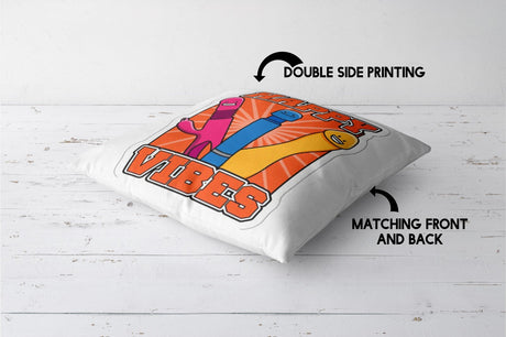 Happy Vibes Rude Funny Novelty Custom Colour Square Filled Cushion Decor Gift