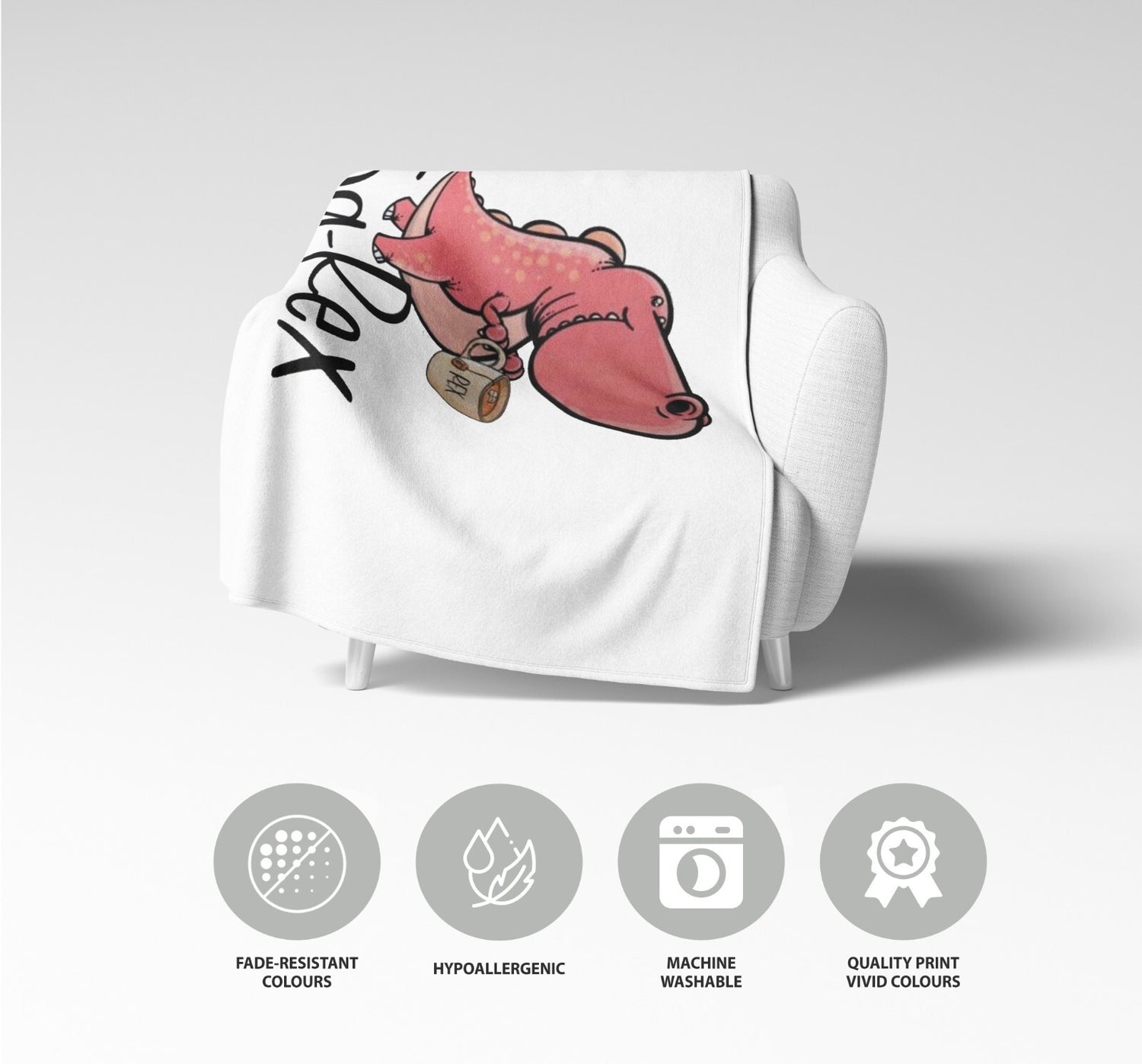 Tea Rex Dinosaur Dino Novelty Custom Any Colour Fleece Mink Blanket Throw Gift