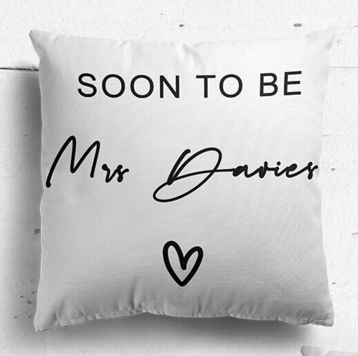 Soon To Be Love Personalised Wedding Gift Print Soft Square Filled Cushion Throw
