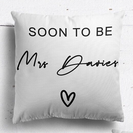 Soon To Be Love Personalised Wedding Gift Print Soft Square Filled Cushion Throw