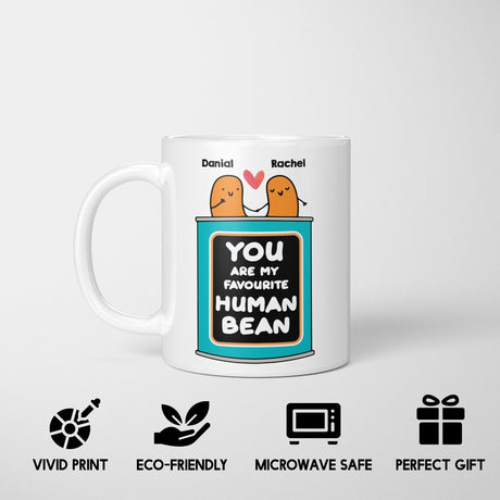 Personalised You Are My Favourite Human Bean Names Mug & Coaster Gift Him/Her