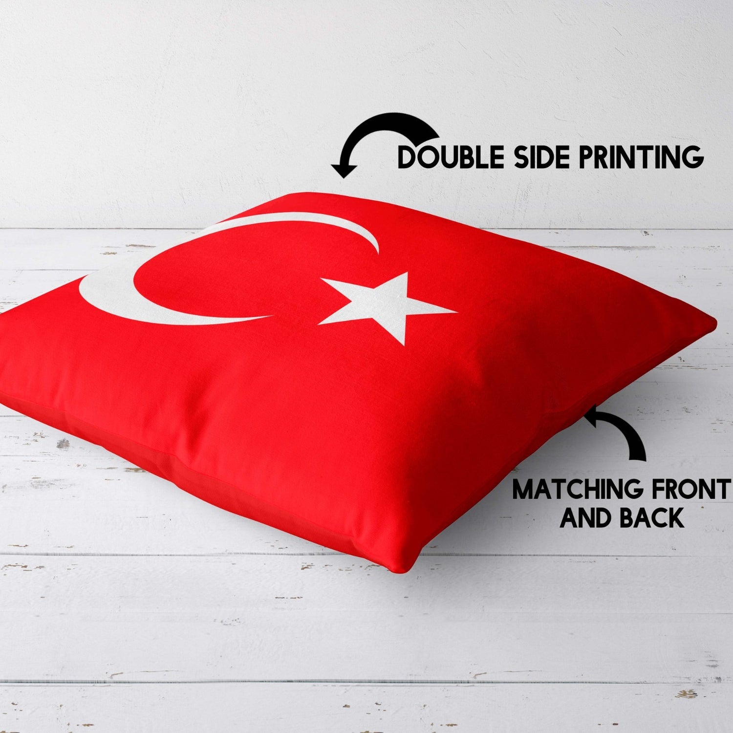 Turkey Flag Turkish Design Filled Square Cushion Decorative Throw Gift Any Size