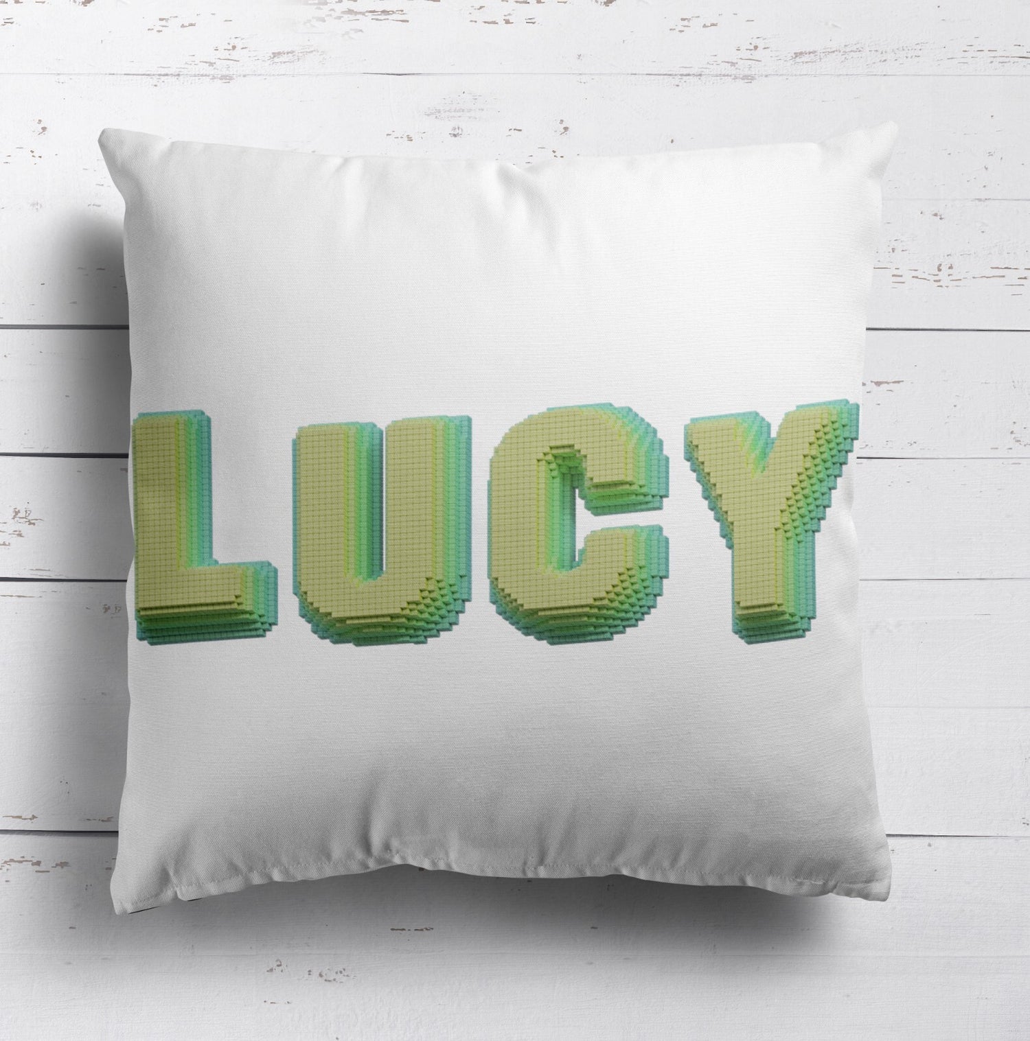 Personalised Any Name Bold Pixel 3D Soft Square Filled Cushion Throw Decor Gift