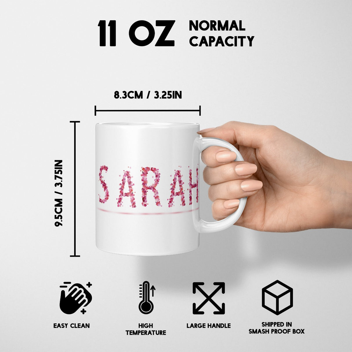 Personalised Name Pink Rose Petals Novelty Coffee Tea Mug Coaster Gift Him Her