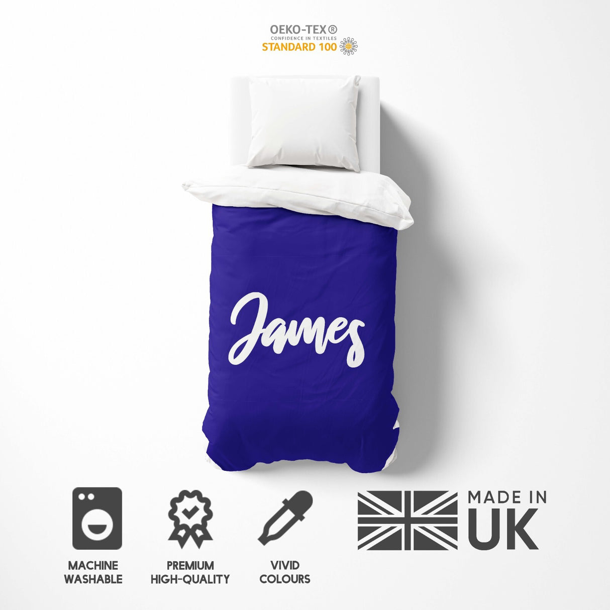 Personalised Custom Name Colour Script Font Single Bed Duvet Cover + Pillowcase