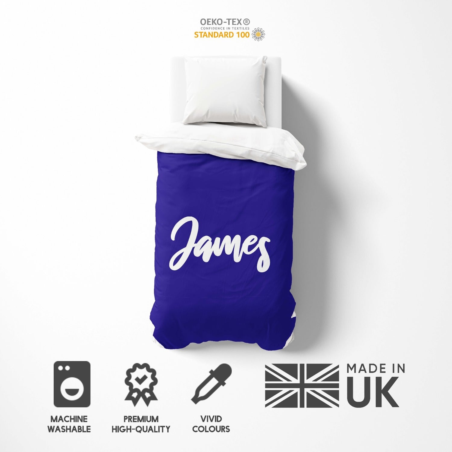 Personalised Custom Name Colour Script Font Single Bed Duvet Cover + Pillowcase