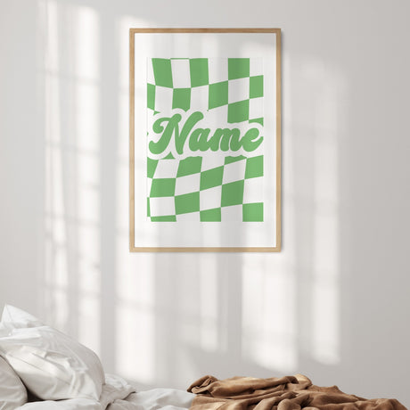Personalised Custom Retro Vans Checker Name  Colour Wall Art Poster Print Decor