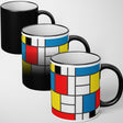 Piet Mondrian Design Heat Sensitive Magic Colour Changing Mug Novelty Drink Cup