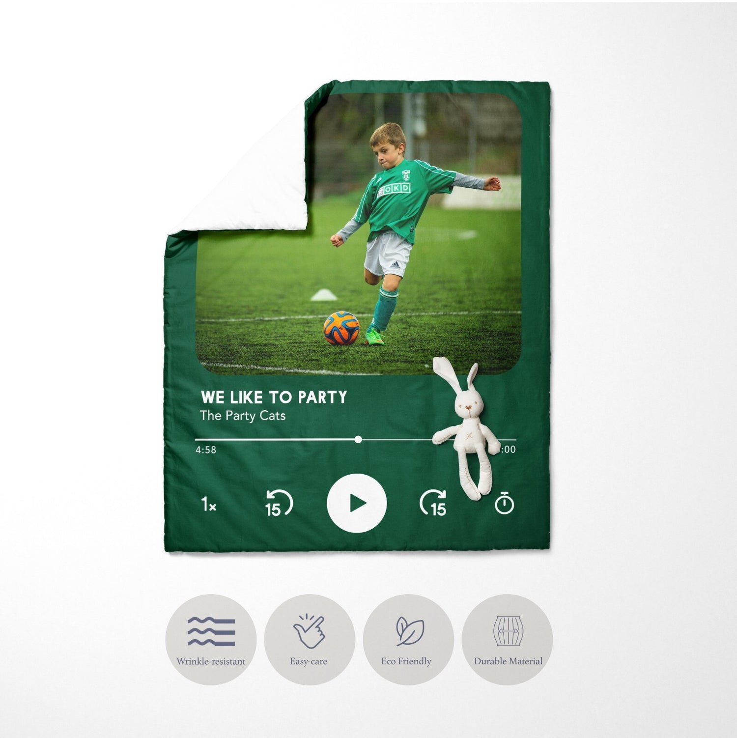 Upload Your Photo Music Player Custom Toddler Cot Bed Duvet Cover + Pillowcase