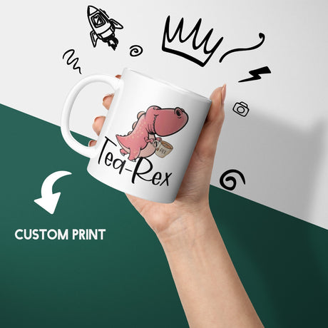 Tea-Rex Dinosaur Novelty Custom Coffee Tea Mug Coaster Set Option Gift Him Her