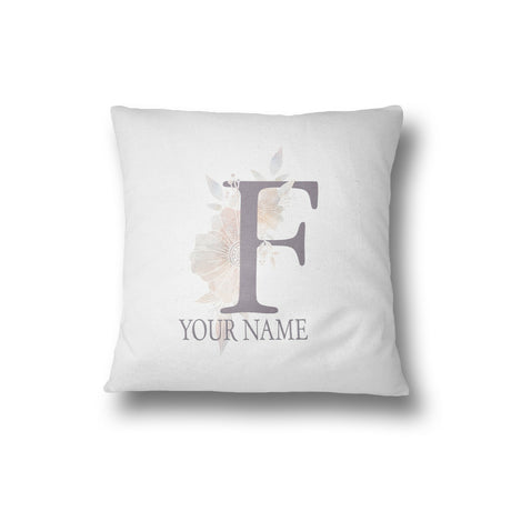 Personalised Misty Dusty Pastel Alphabet Floral Name Initial Letter Cushion