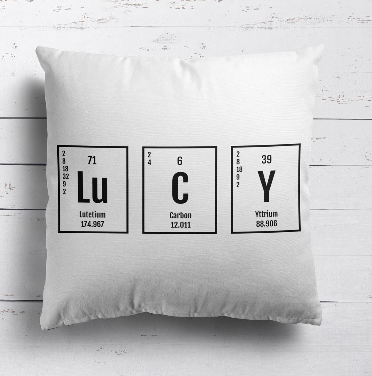 Personalised Name Science Chemical Periodic Table Square Filled Cushion Decor