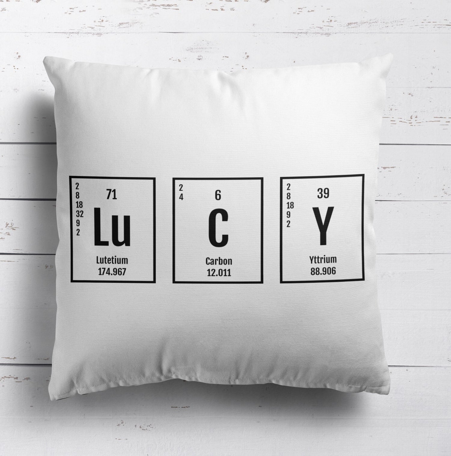 Personalised Name Science Chemical Periodic Table Square Filled Cushion Decor