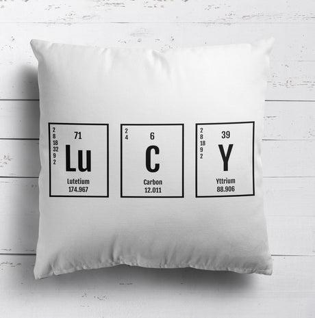 Personalised Name Science Chemical Periodic Table Square Filled Cushion Decor