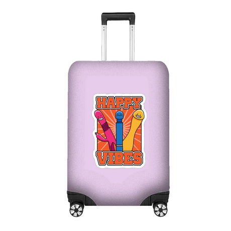 Happy Vibes Rude Funny Custom Luggage Cover Gift Personalised Suitcase Protector