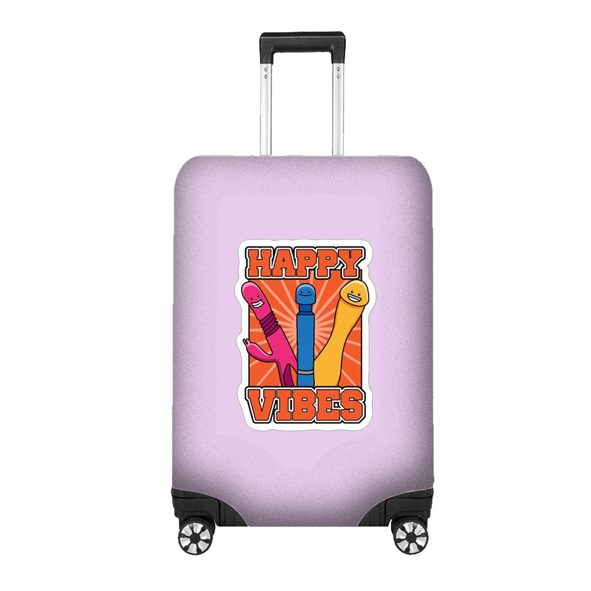 Happy Vibes Rude Funny Custom Luggage Cover Gift Personalised Suitcase Protector