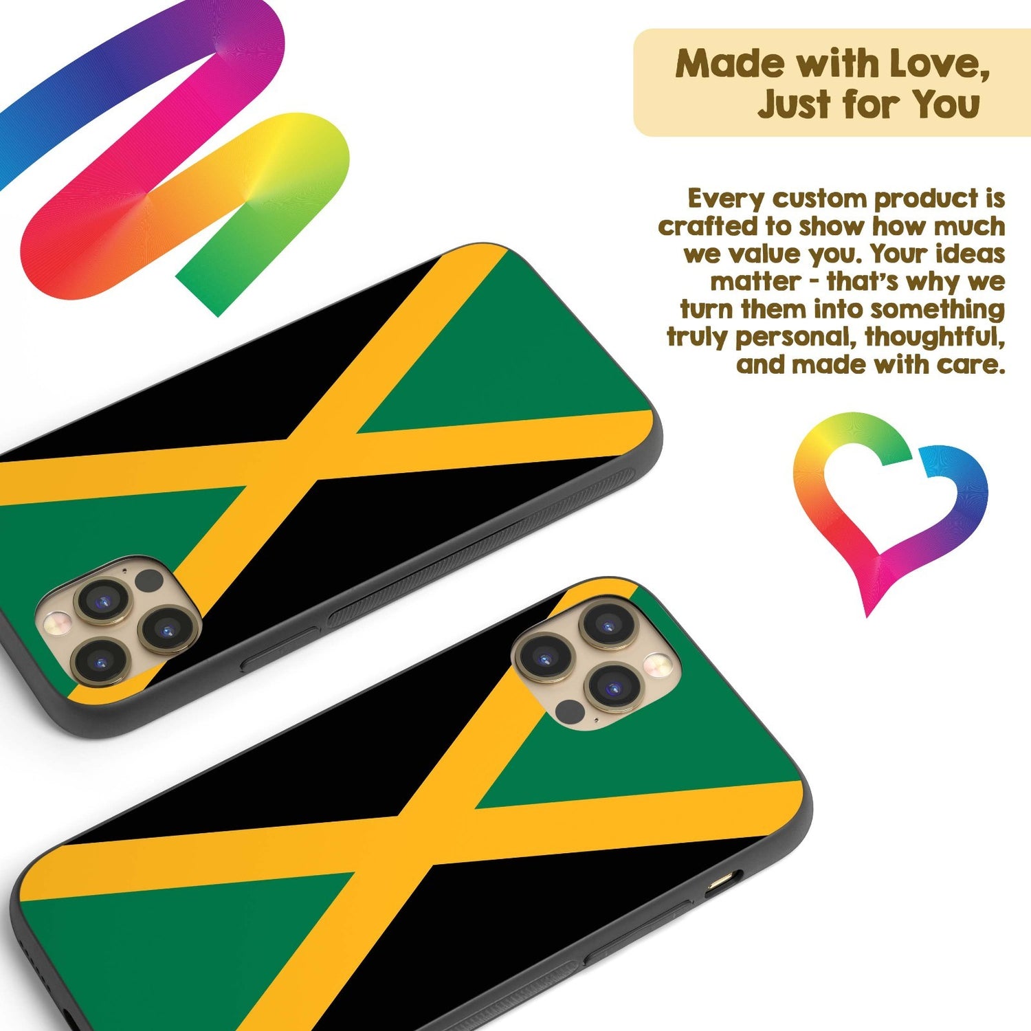 Jamaican Flag Design Gift Protector Custom Printed iPhone Case - Black TPU Cover
