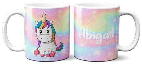 Personalised Cute Unicorn Magical Multi Colour Kids Coffee Mug Gift 11oz Ceramic