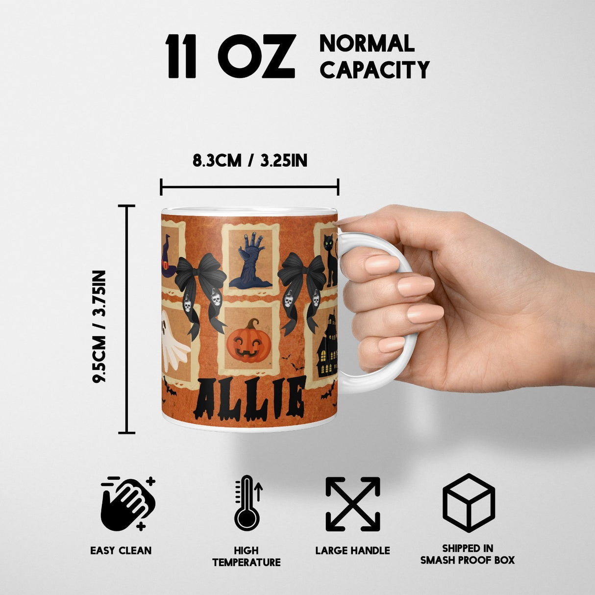 Halloween Spooky Personalised Name Coffee Tea Mug Cup Coaster Gift Set Him Her