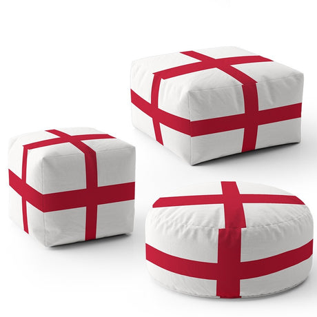 England Flag St George's Cross Ottoman Filled Pouffe Footrest Inc Washable Cover