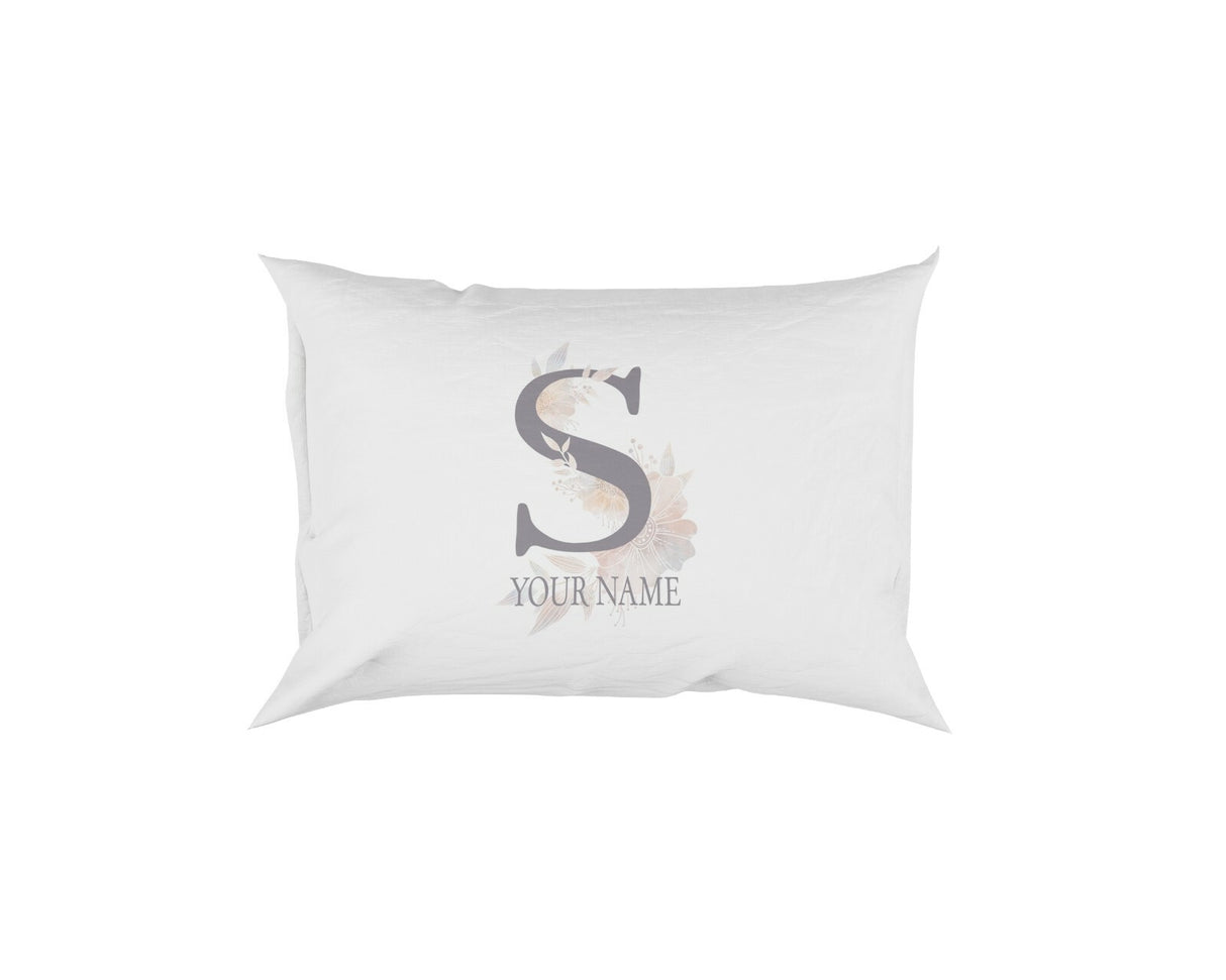 Personalised Misty Dusty Pastel Alphabet Floral Name Initial Letter Pillow Case