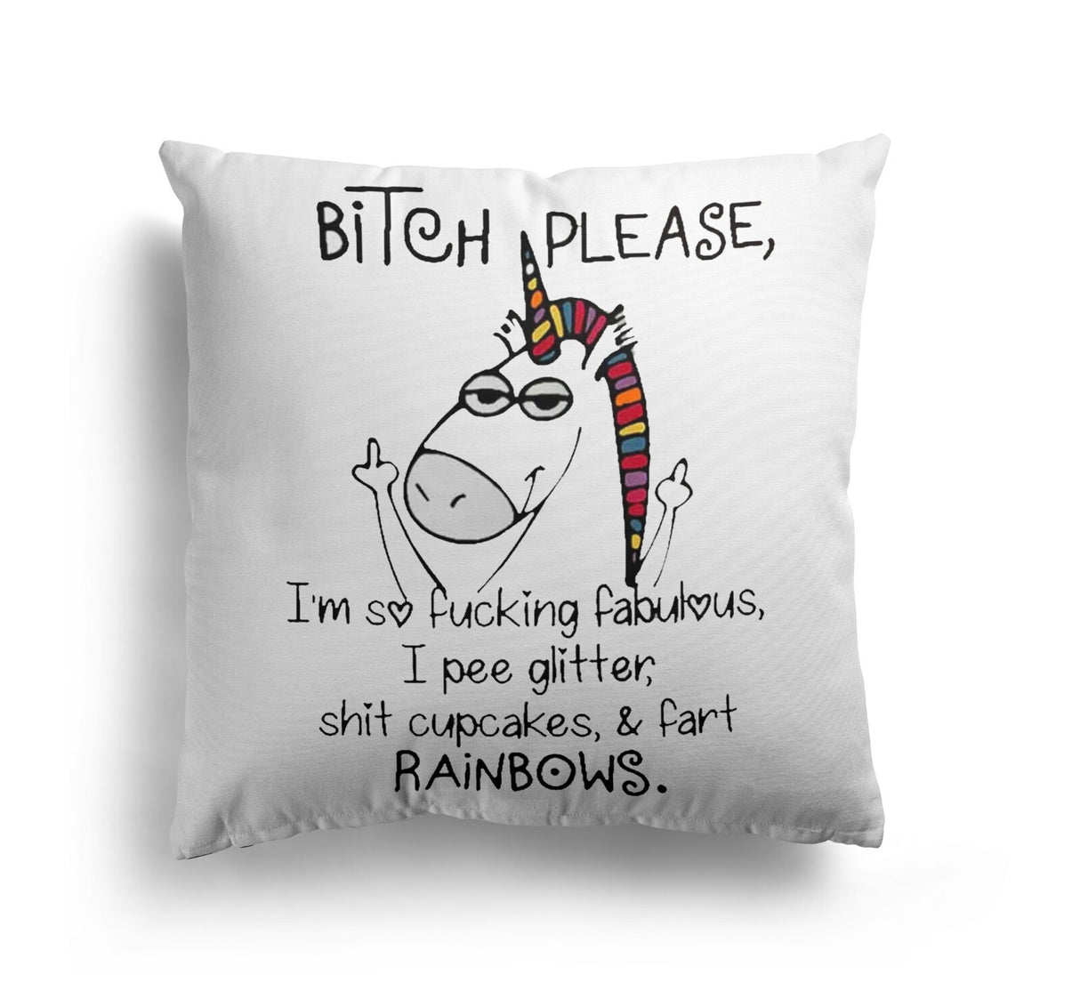 Unicorn Pee Glitter Rude Funny Novelty Custom Square Filled Cushion Decor Gift