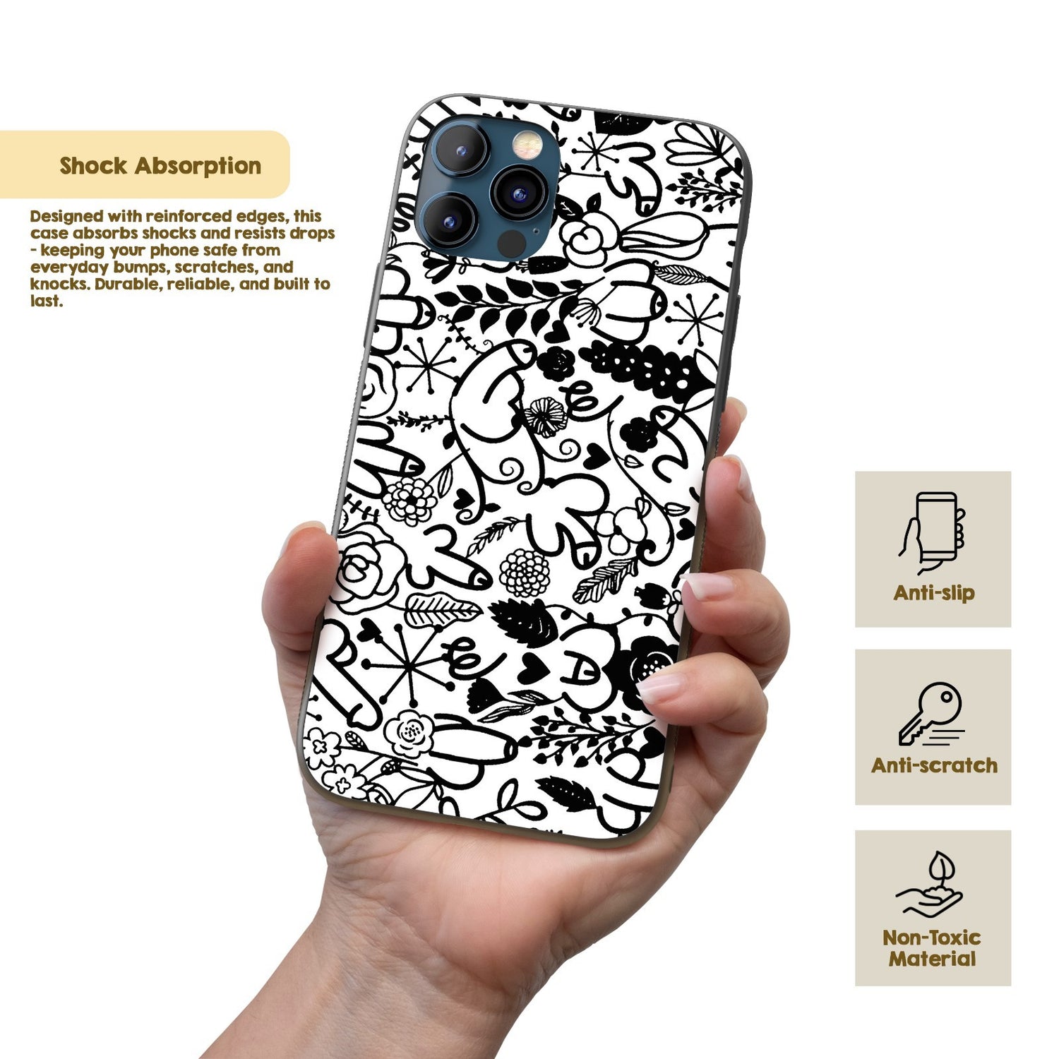 Floral Willy Personalised Custom Rude Funny Cover - Printed iPhone Black Case