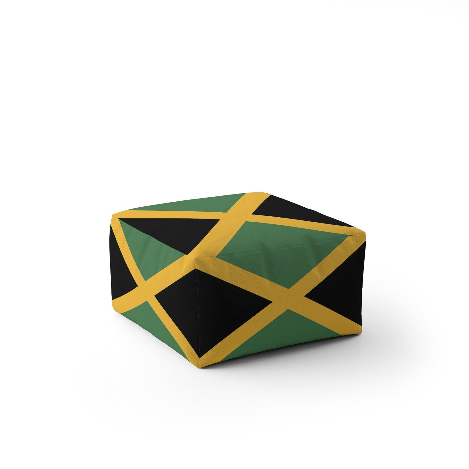 Jamaican Flag Design Custom - Ottoman Filled Pouffe Footrest Inc Washable Cover