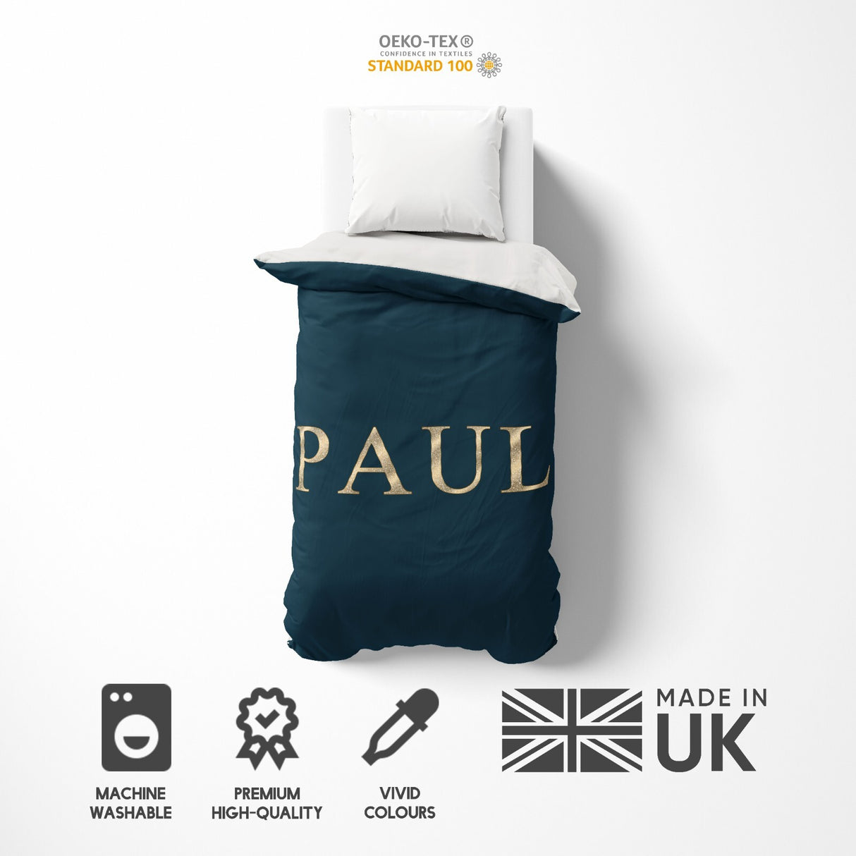 Personalised Any Name Vector Gold Font Soft Single Size Novelty Bed Duvet Cover