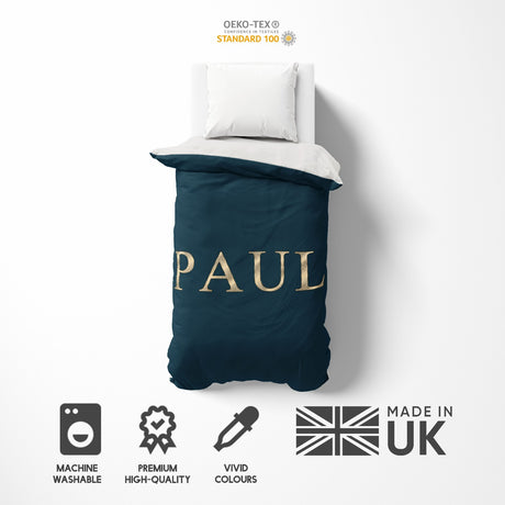Personalised Any Name Vector Gold Font Soft Single Size Novelty Bed Duvet Cover