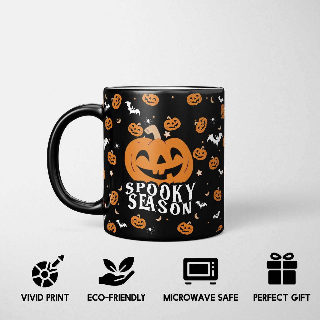 Halloween Spooky Season Pumpkin Bats Heat Sensitive Colour Changing Mug Gift Set
