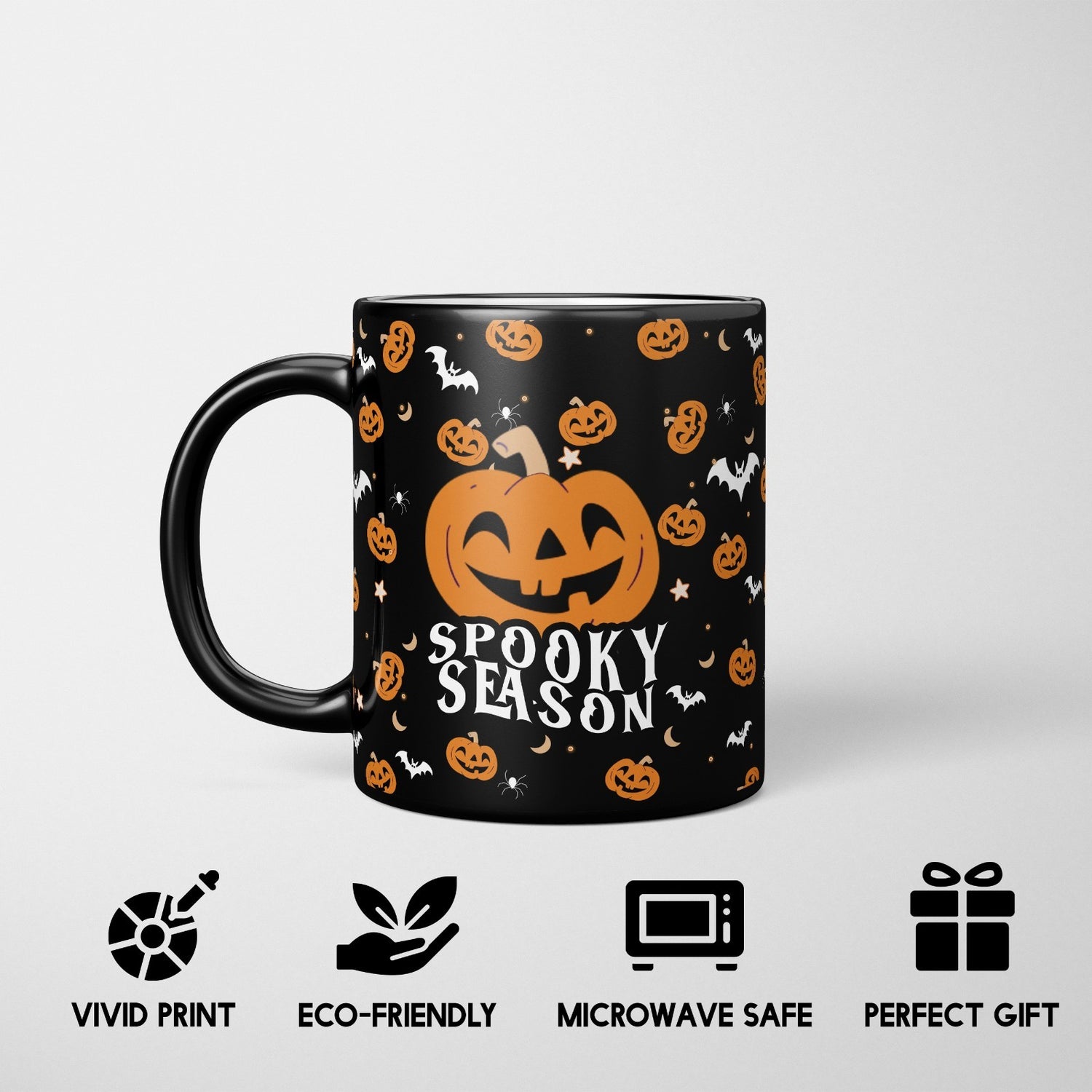 Halloween Spooky Season Pumpkin Bats Heat Sensitive Colour Changing Mug Gift Set