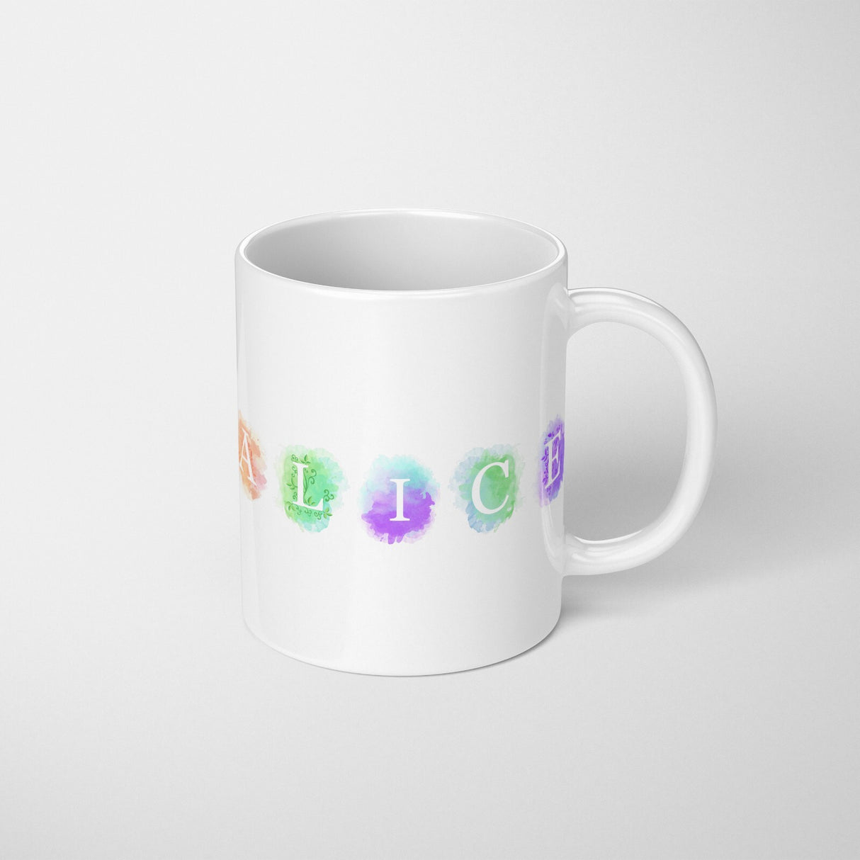 Personalised Name Watercolour Letters Kids Coffee Tea Mug Coaster Gift Him Her