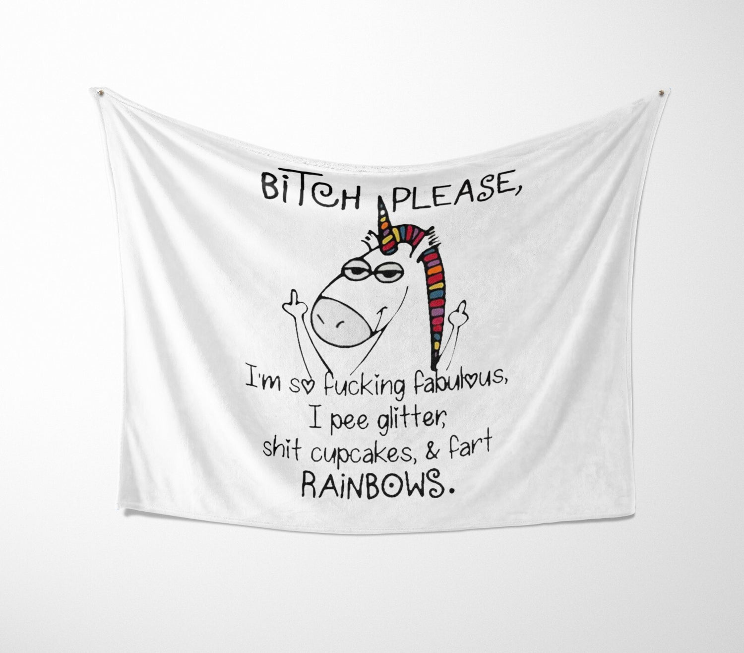 Unicorn Pee Glitter Rude Novelty Custom Colour Fleece Mink Blanket Throw Gift