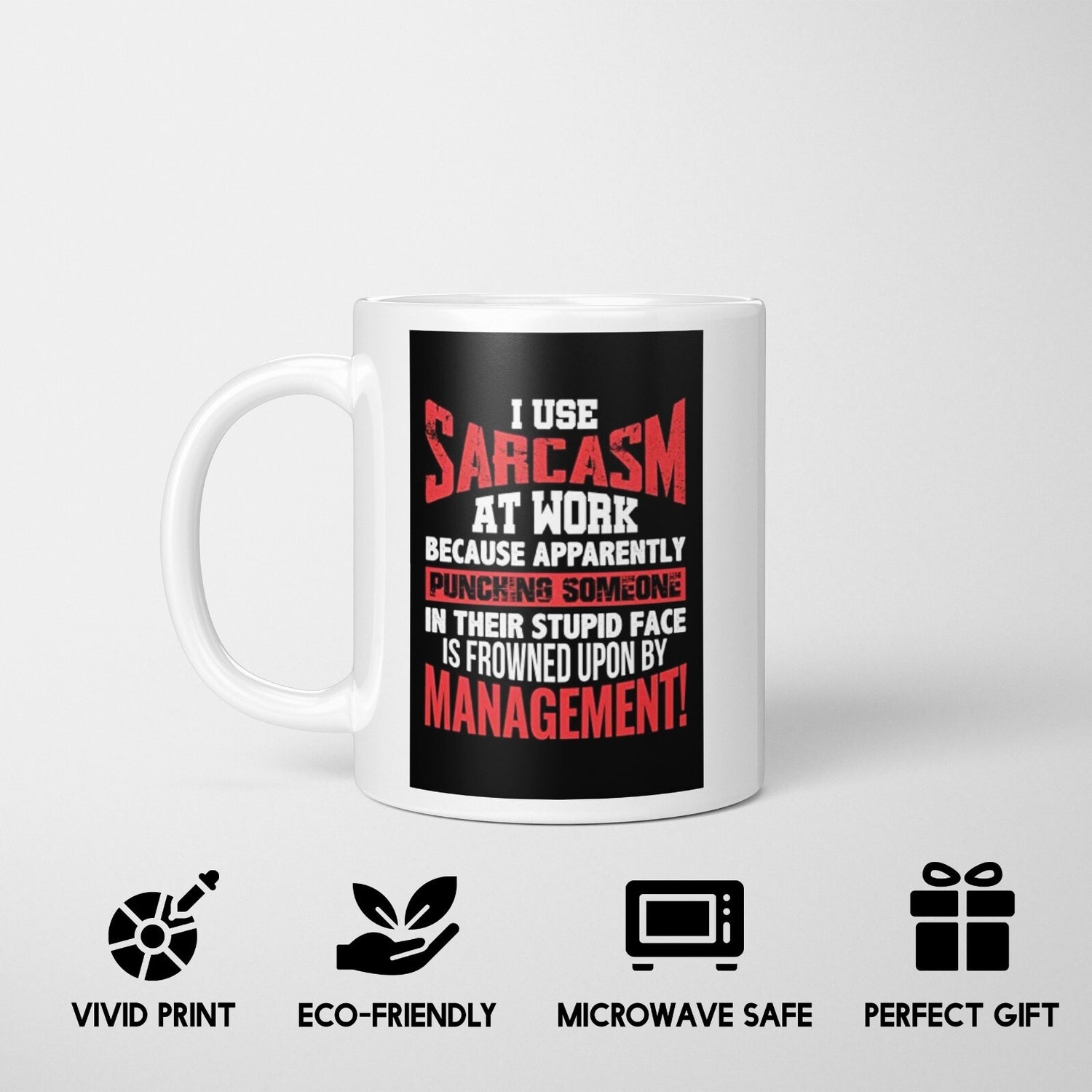 Sarcasm at Work Rude Cheeky Funny Gift Coffee Tea Mug + Coaster Option Him Her