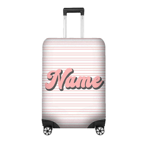 Stripe Retro Font Name Gift Custom Luggage Cover Personalise Suitcase Protector