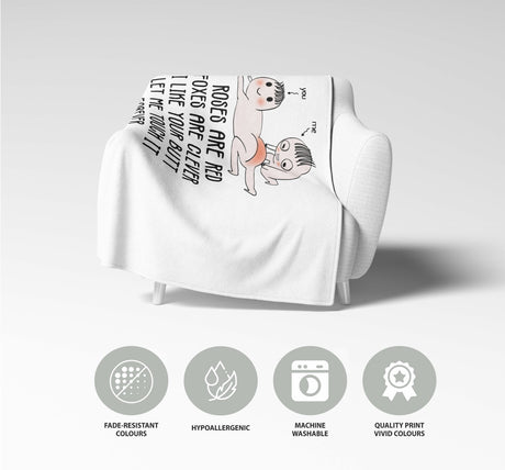 Roses Are Red Foxes Are Clever Valentines Anniversary Fleece Mink Blanket Gift