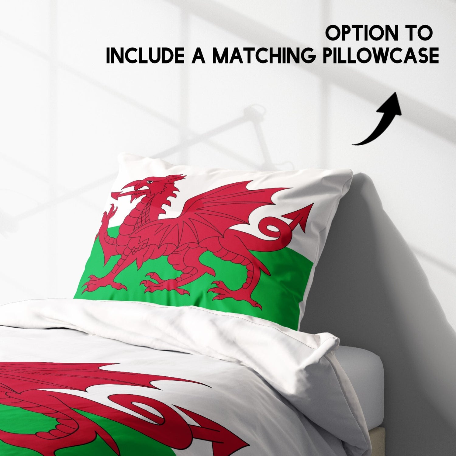Wales Flag Welsh Dragon Single Size Bed Duvet Cover Quilt + Pillowcase Option