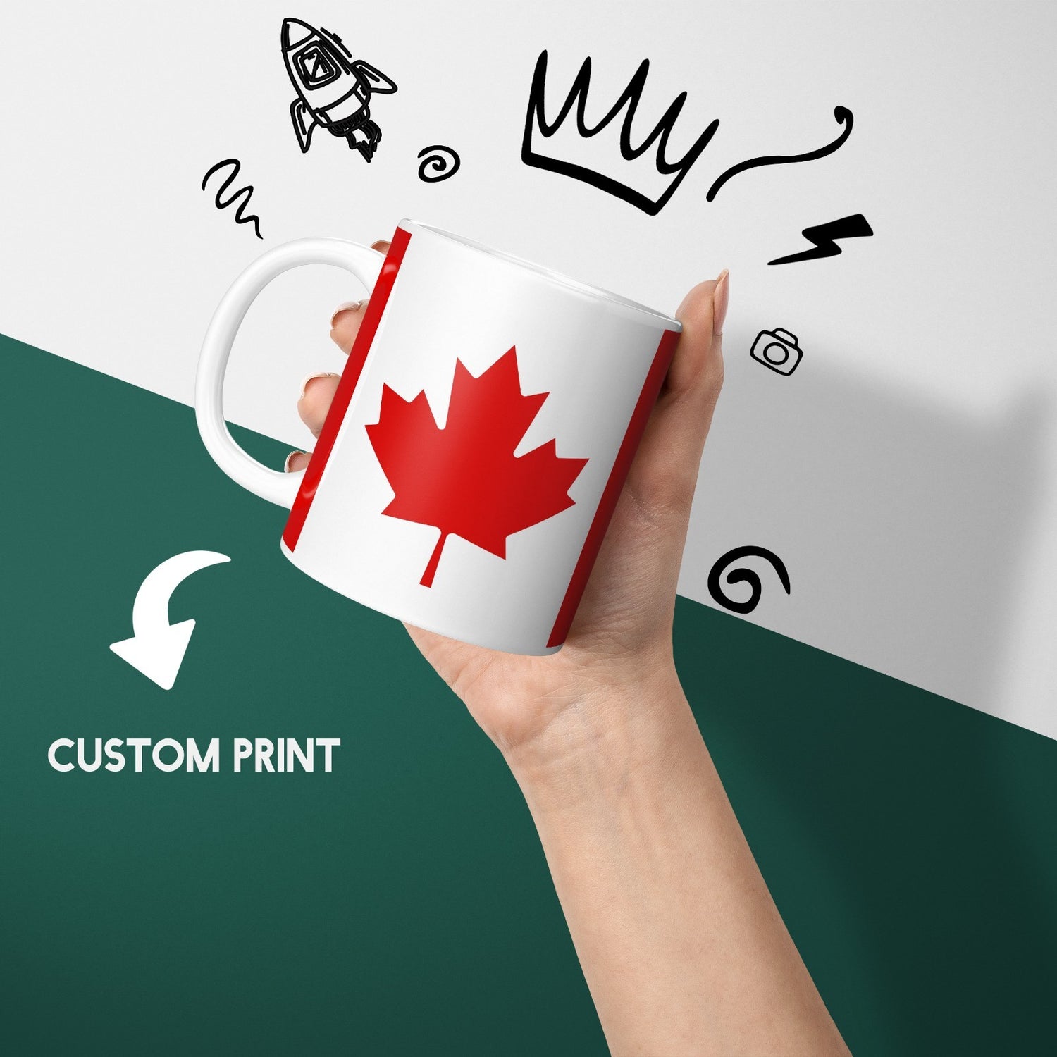 Canada Flag Canadian Design Coffee Tea Mug Cup Set Coaster - Gift Him Her Custom