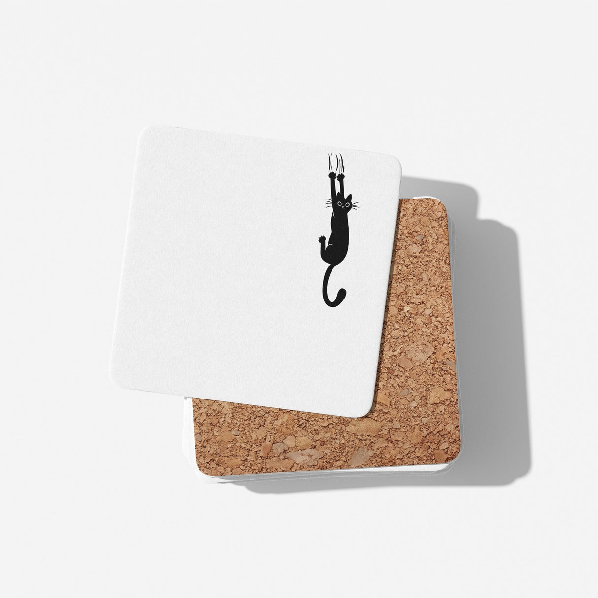 Black Cat Slipping Novelty Custom Coffee Tea Mug Coaster Set Option Gift Him Her