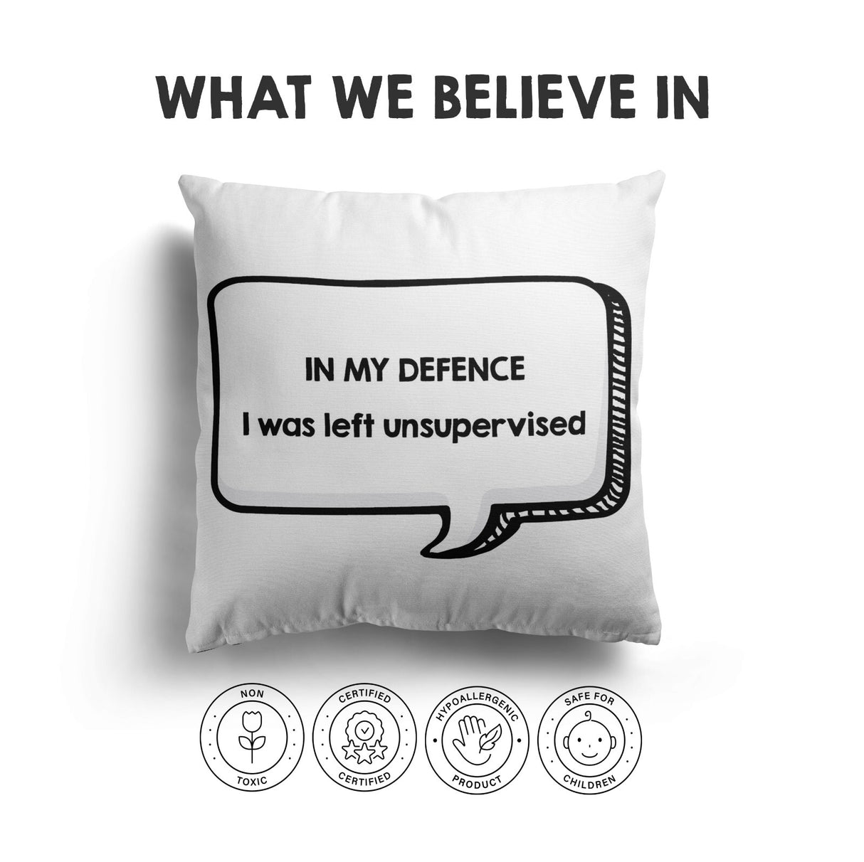 In My Defence Rude Funny Novelty Custom Colour Square Filled Cushion Decor Gift