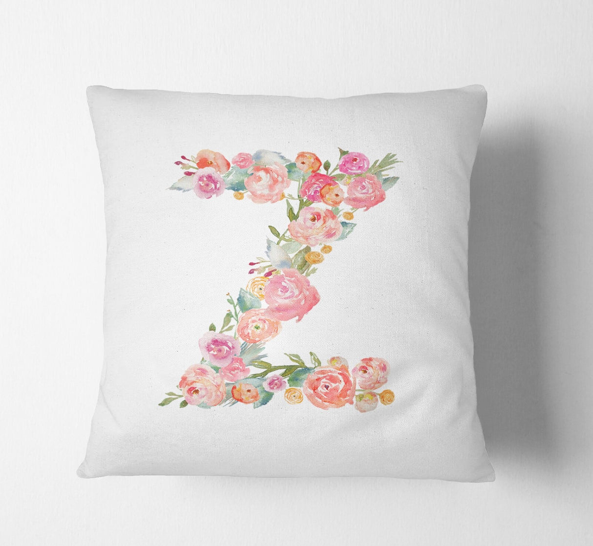 Personalised Alphabet Floral Name Initial Letter Cushion Pillow Case Insert Fill
