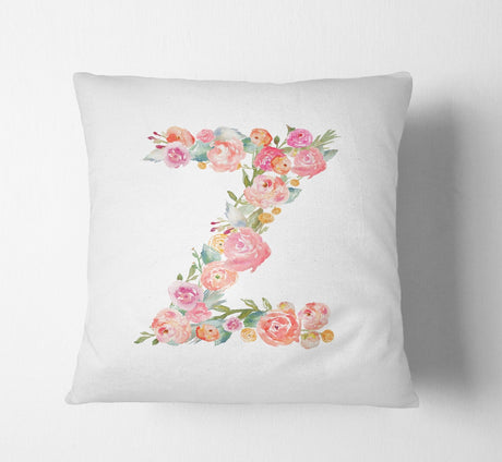 Personalised Alphabet Floral Name Initial Letter Cushion Pillow Case Insert Fill