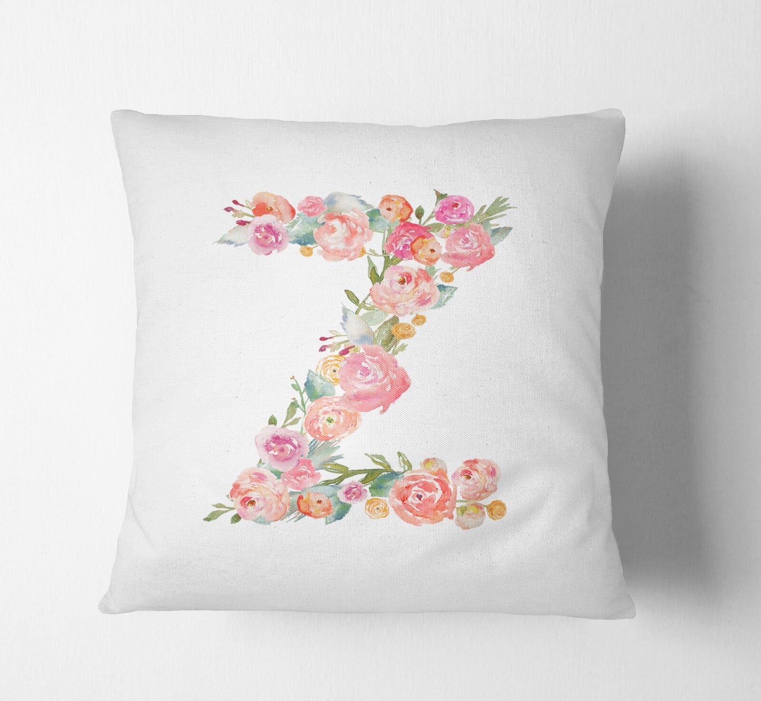 Personalised Alphabet Floral Name Initial Letter Cushion Pillow Case Insert Fill