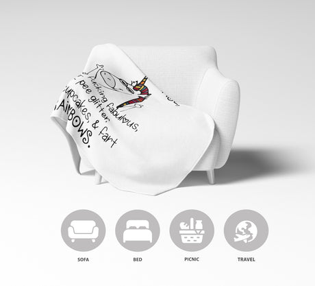 Unicorn Pee Glitter Rude Novelty Custom Colour Fleece Mink Blanket Throw Gift